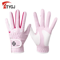 TTYGJ Golf Gloves Women's Non slip Fiber Fabric Soft, Comfortable, Breathable Full Finger Handguard Korean Edition Sports Gloves
