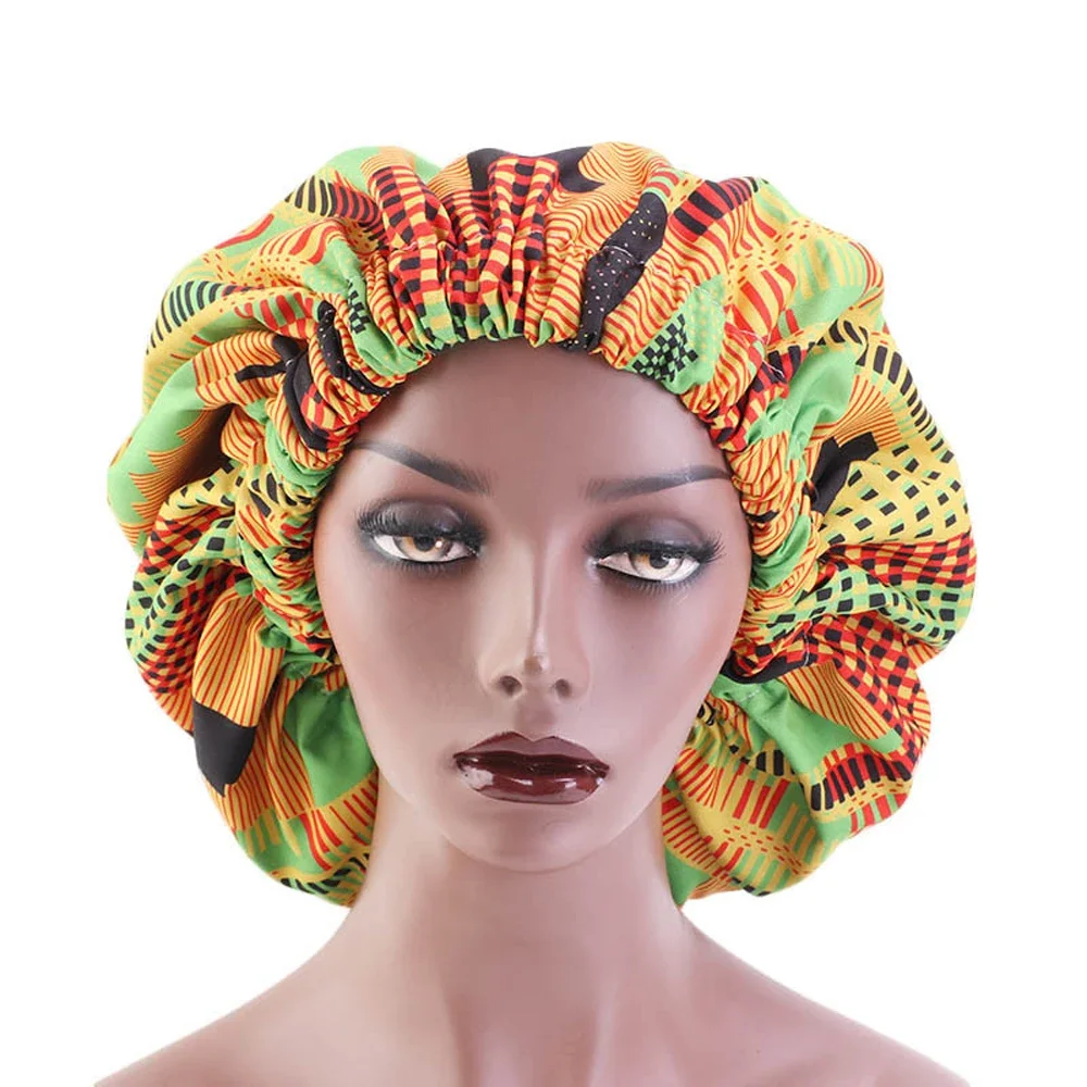 New Extra Large Satin Lined Bonnet Women Big Size Beauty Print Silk  Sleep Night Cap Head Cover Hat Wholesale