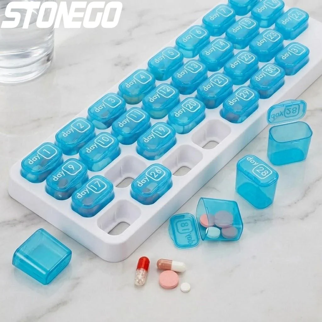 Keyboard Design Pill Case 1 Set 31 Pcs Multi Compartment Medicine Organizer for Daily Use Travel Vitamin Storage Dose Reminder