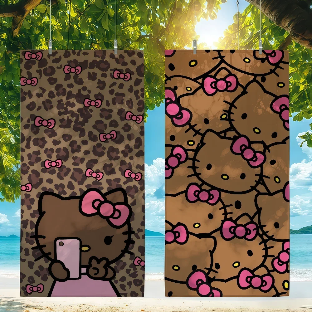 Sa H-HelloK-Kitty Leopard DarkSkinned Hottie Quick Drying Beach Towels Are Suitable For Swimming Pools Camping Yoga And The Gym view 3