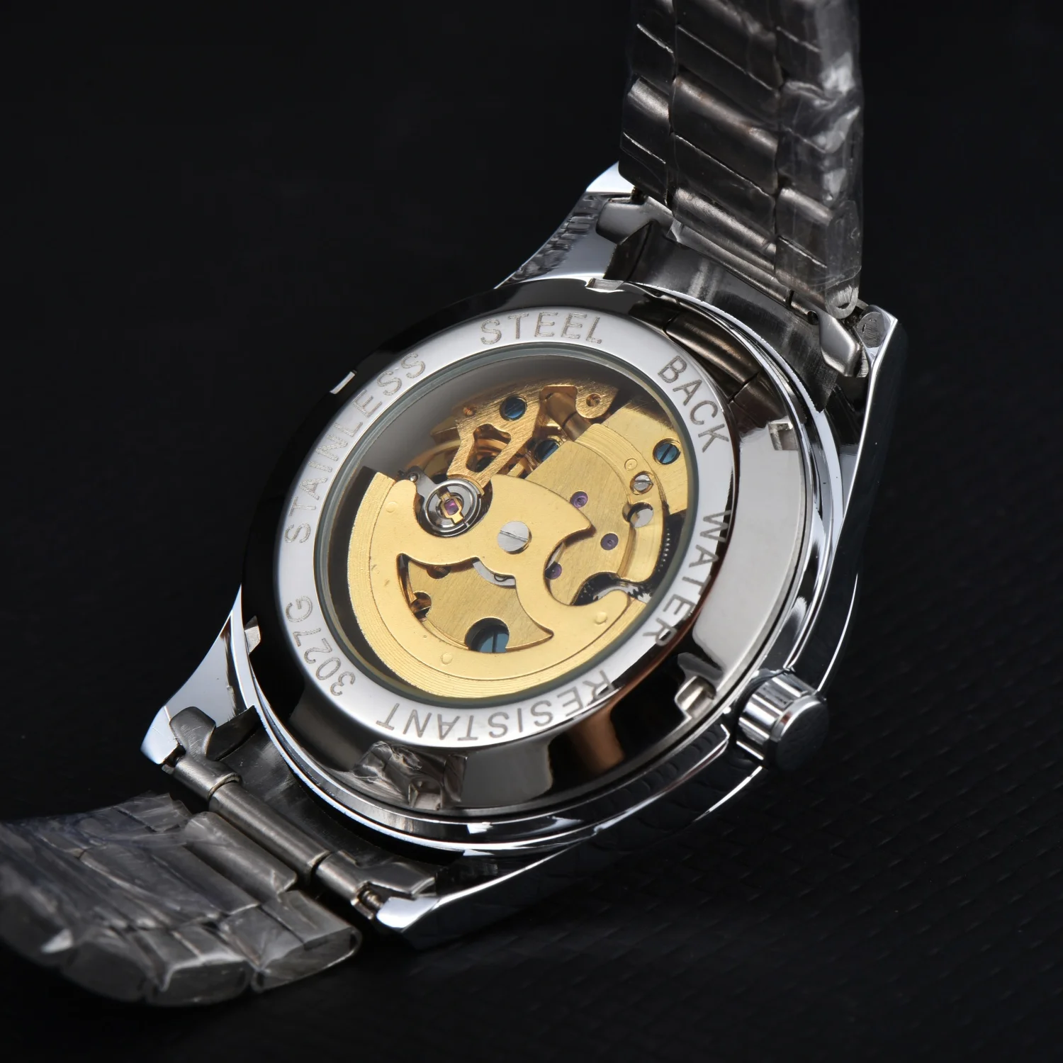 Jam Tangan Orient Refurbished Jepang Otomatis Mekanik Sepenuhnya Desain Hollowed Out untuk Pria Bisnis dengan Tali Baja Tahan Karat