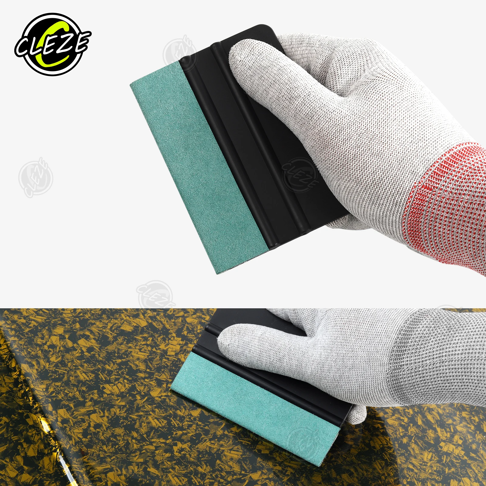 

CLEZE 10 шт., высококачественный черный скребок для виниловой пленки с замшевым фетровым краем, пластиковый скребок, инструмент для упаковки автомобиля