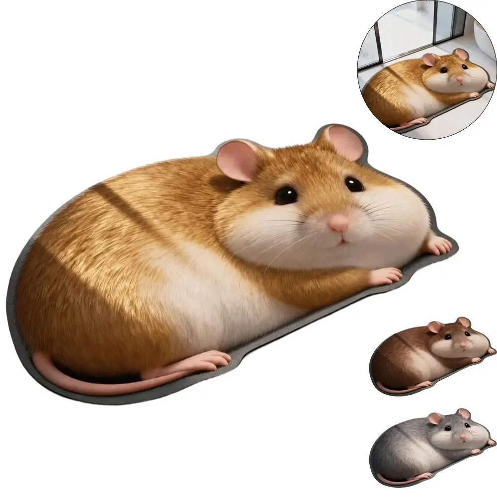 Soft 2D Hamster-Shaped Area Rug Anti-fouling Easy To Clean Home Decor Carpet Non-Slip Cartoon Carpet Bedrooms