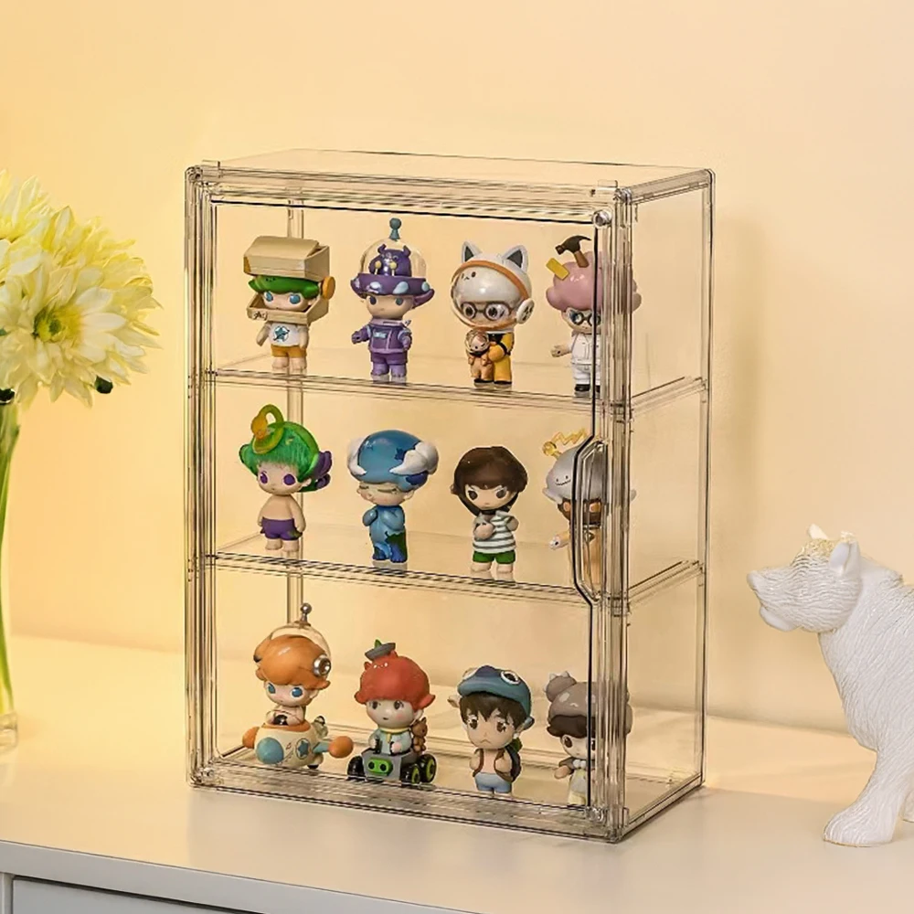 Wall Mount Transparent 3-Tier Storage Display Case Hand-made Box Doll Frame Blind Box Storage Display Rack