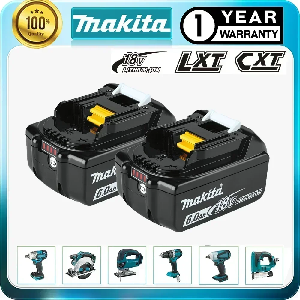 

100% Original Makita Rechargeable Power Tool Battery, Replaceable LED Lithium-ion, 6.0 Ah 18V LXT BL1860B BL1860BL1850 BL1830