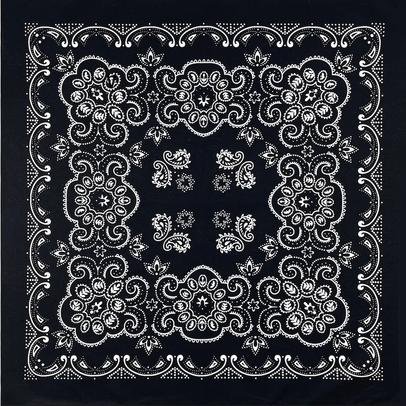 68CM Oversized Hip Hop Amoeba Cashew Katoen Vierkante Bandana Sjaal Hoofdband Zwart Paisley Cadeaus Voor Mannen/jongens/Meisjes