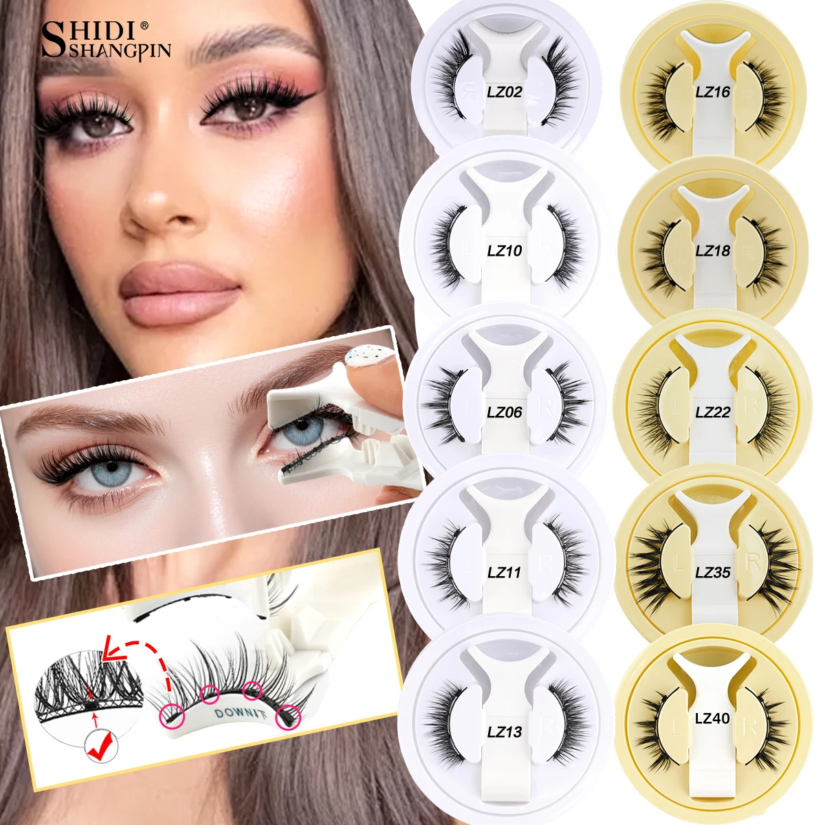 5 Paar magnetische Wimpern, kein Kleber erforderlich, wiederverwendbar, natürlicher Look, künstliche Nerzwimpern, 10-Stil, magnetisches Wimpern-Set für Augen-Make-up-Werkzeug