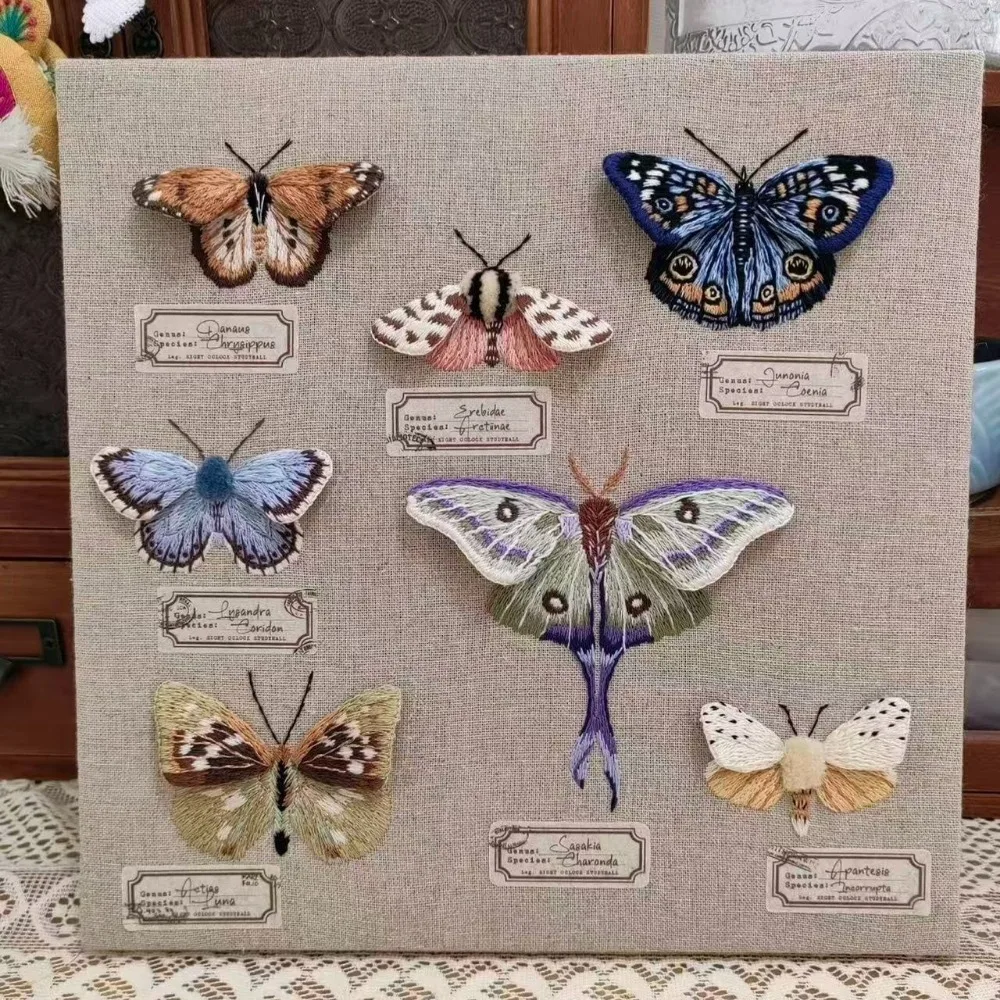 7-teiliges Einzigartiges Dreidimensionales Schmetterlings-Handstickerei-Set, Das Set Enthält 7 Verschieden Geformte Schmetterlinge + Nadeln + Zubehör – Detail 12