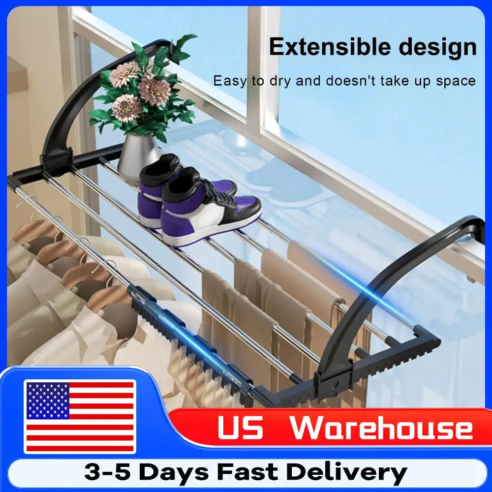 

Складная сушилка для белья с зажимами для носков, стеллаж для обуви из нержавеющей стали, многоразовая бытовая подвесная сушилка для балкона и подоконника