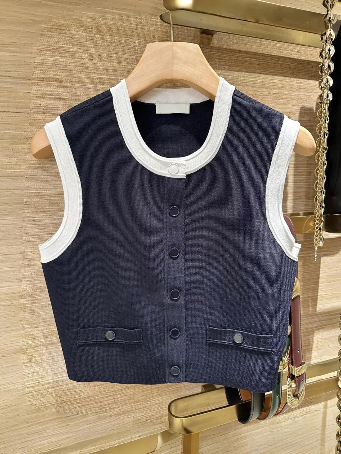 

S Home South Oil High End Women's Summer Casual Versatile Svel Knitted Open Cardigan Vest Top Button Sle Commute
