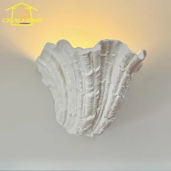 French Design Shell Gypsum Wall Lamp LED E27 Wabi-sabi Baroque Art Decorative Wall Mounted Bedroom Bedside Staircase Background
