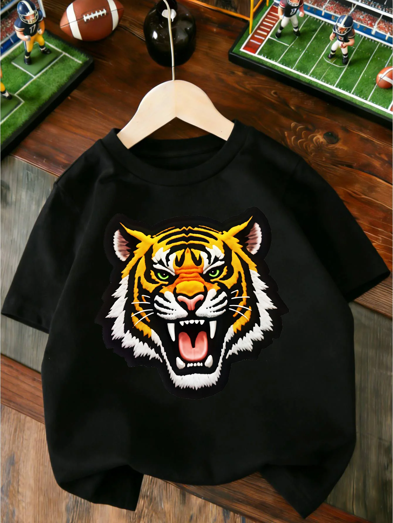 Vintage Aggressive Tiger Head Wild Jungle Animal Graphic Print T Shirt Family Matching Boys Girls Kids Casual Short Sleeve Tops