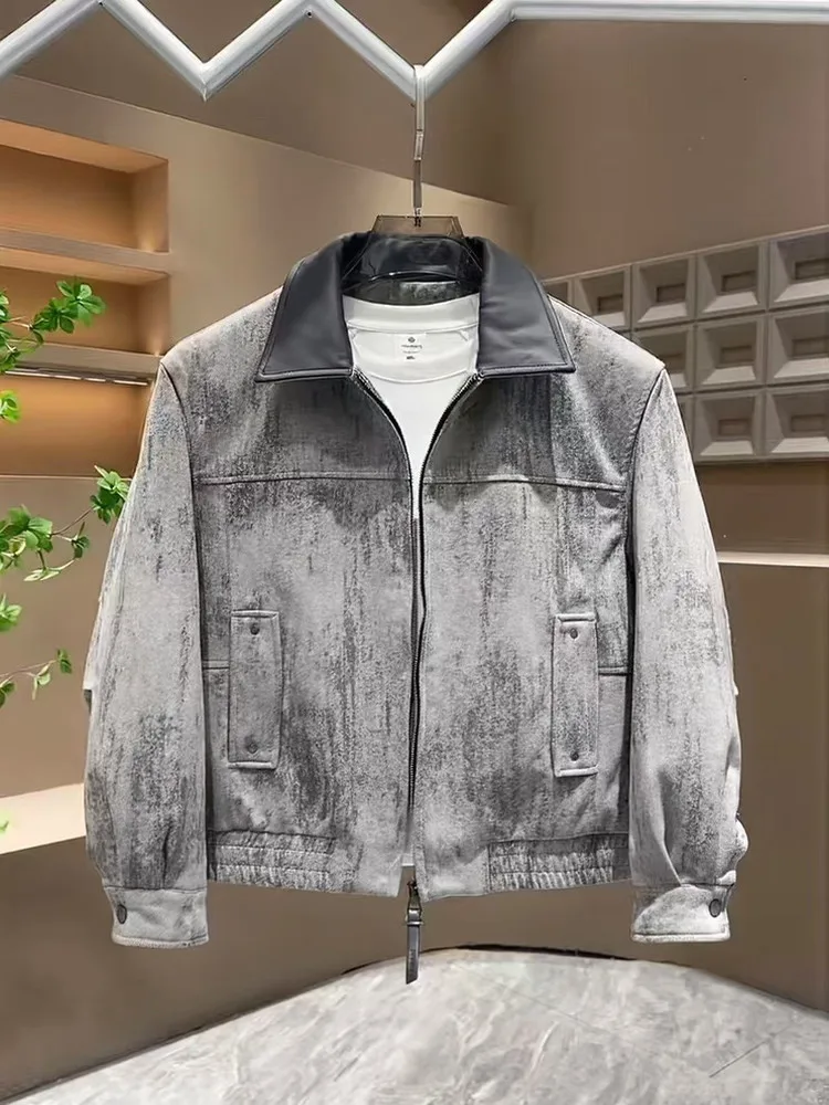 

Men's Winter Lightweight Retro Versatile down Jaet Collar Design Warm Trendy Outerwear Ci Casual Long Sve Zipper Closure