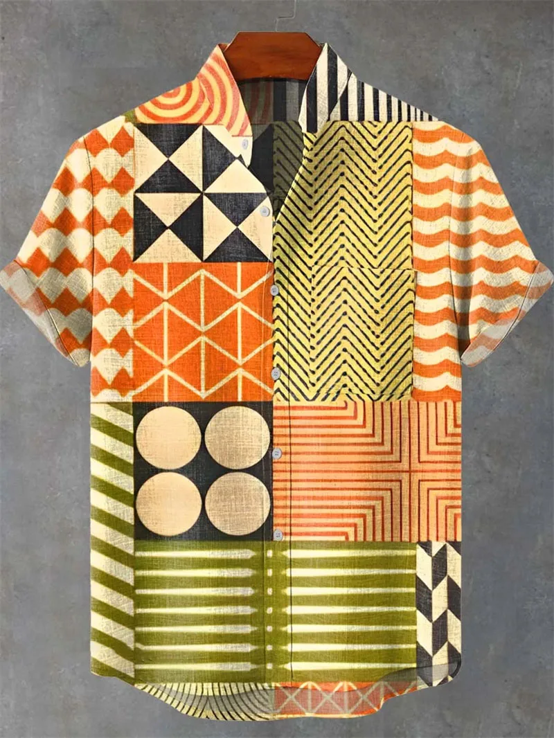 

Hawaiian shirt men's 3D printed bee linen shirt loose beach shirt summer casual holiday button up shirt