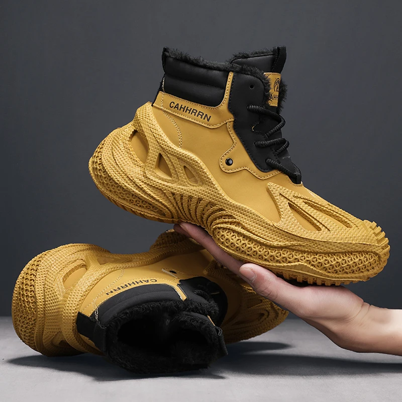 

High-top Men's Winter Thick-soled Fleece Warm Casual Shoes Men's Anti-slip Work, Sports, Labor Protection and Workwear Shoes