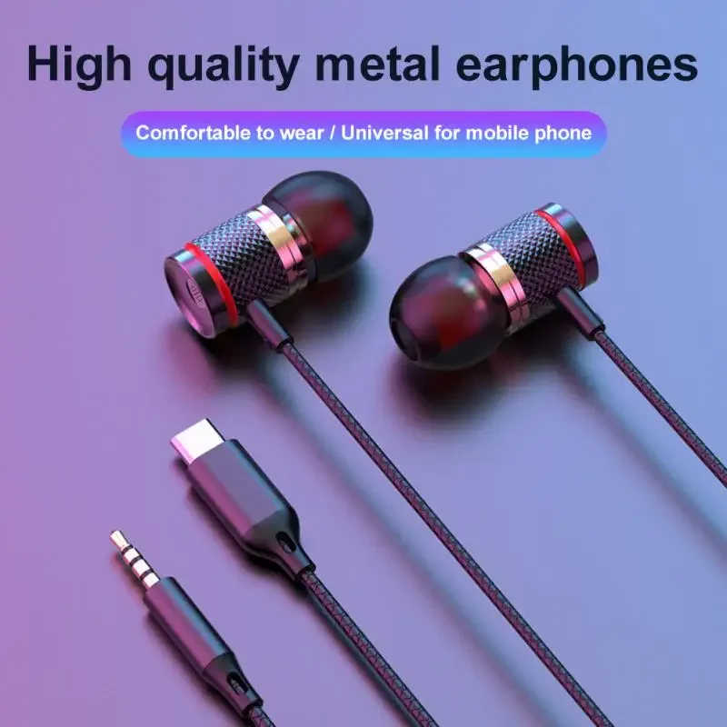 Wired Headphones DAC Type-C 3.5mm Headset 9D Bass Stereo Earbuds In-Ear Handsfree Earphones For S20 S10