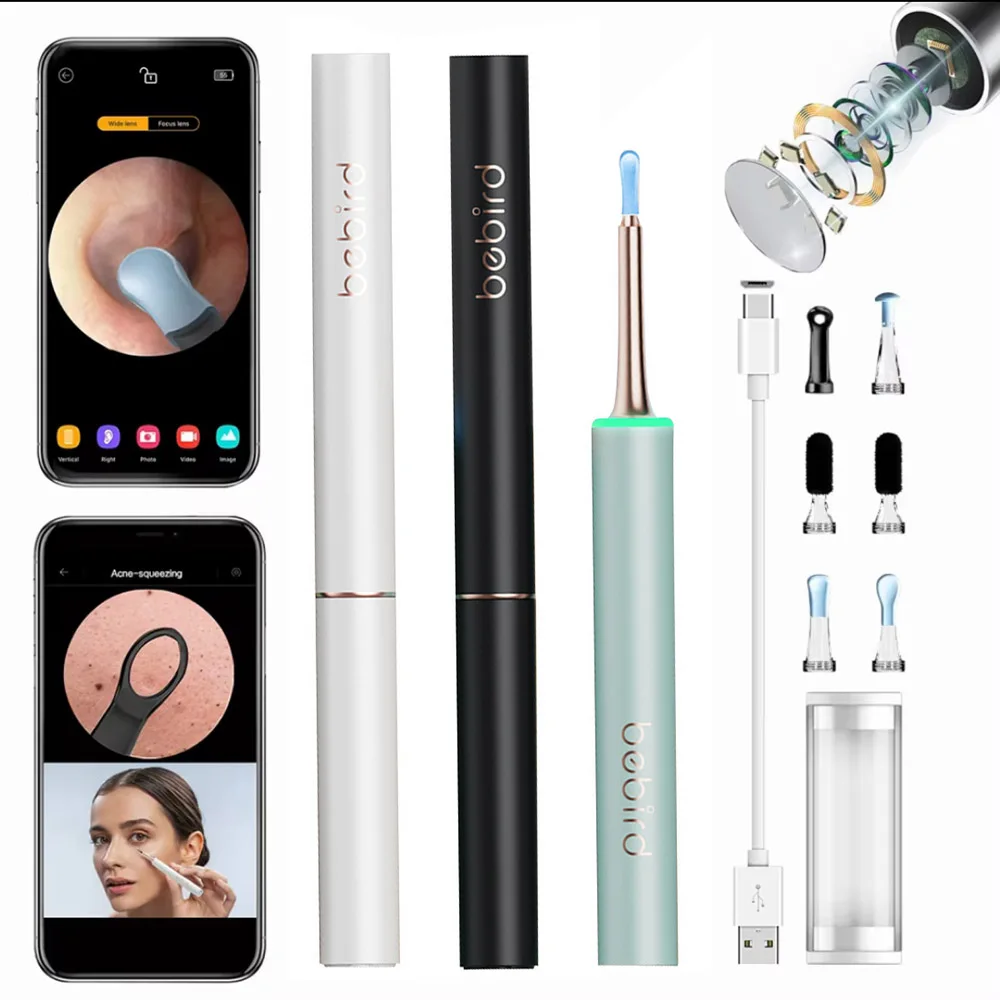 Visual Ear Cleaner Blackhead Remover Squeeze Acne Needle 5MP HD Endoscope Camera Ear Wax Removal 3.5mm Camera for iPhone Android