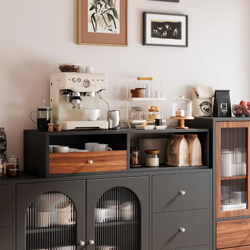 Coffee machine placement table Solid wood heightening rack Dining table Countertop drawer storage box Coffee corner Water cup ra