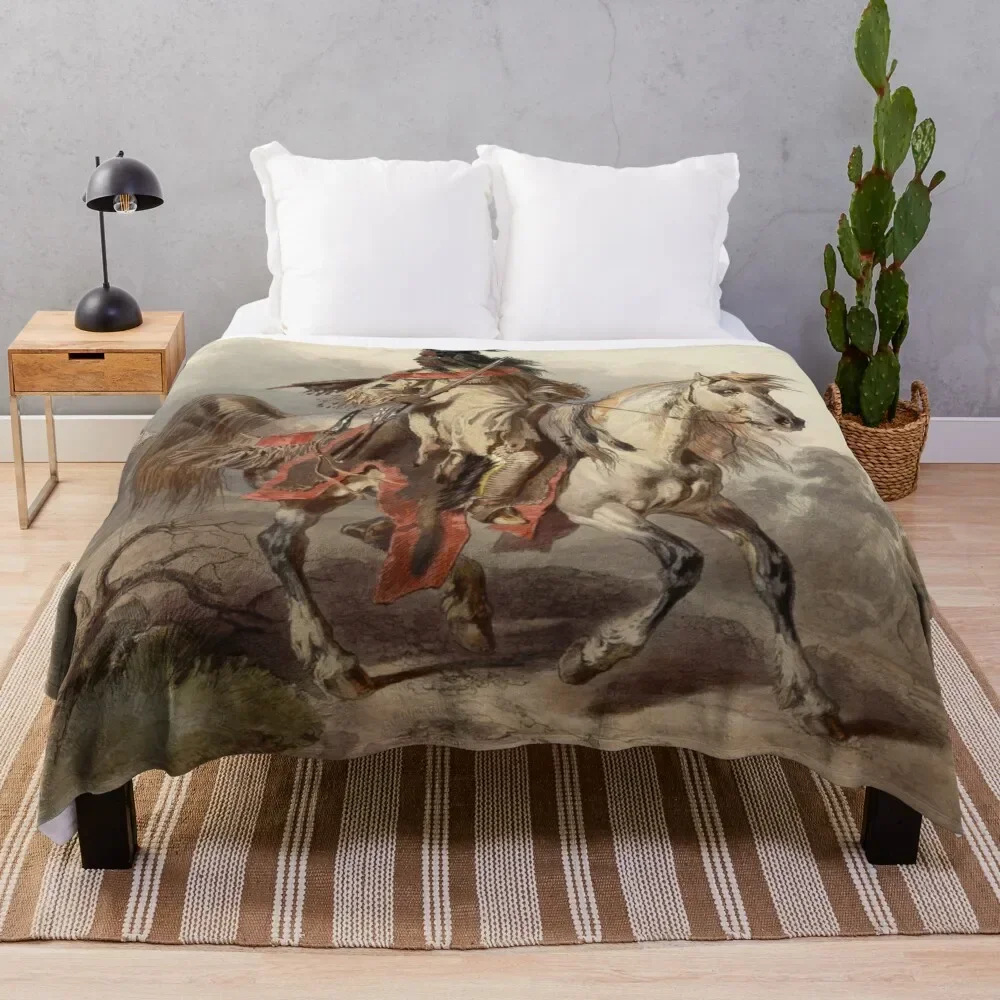 

Blackfoot Indian Warrior Throw Blanket Luxury St Multi-Purpose Plaid on the sofa Flannel Blankets