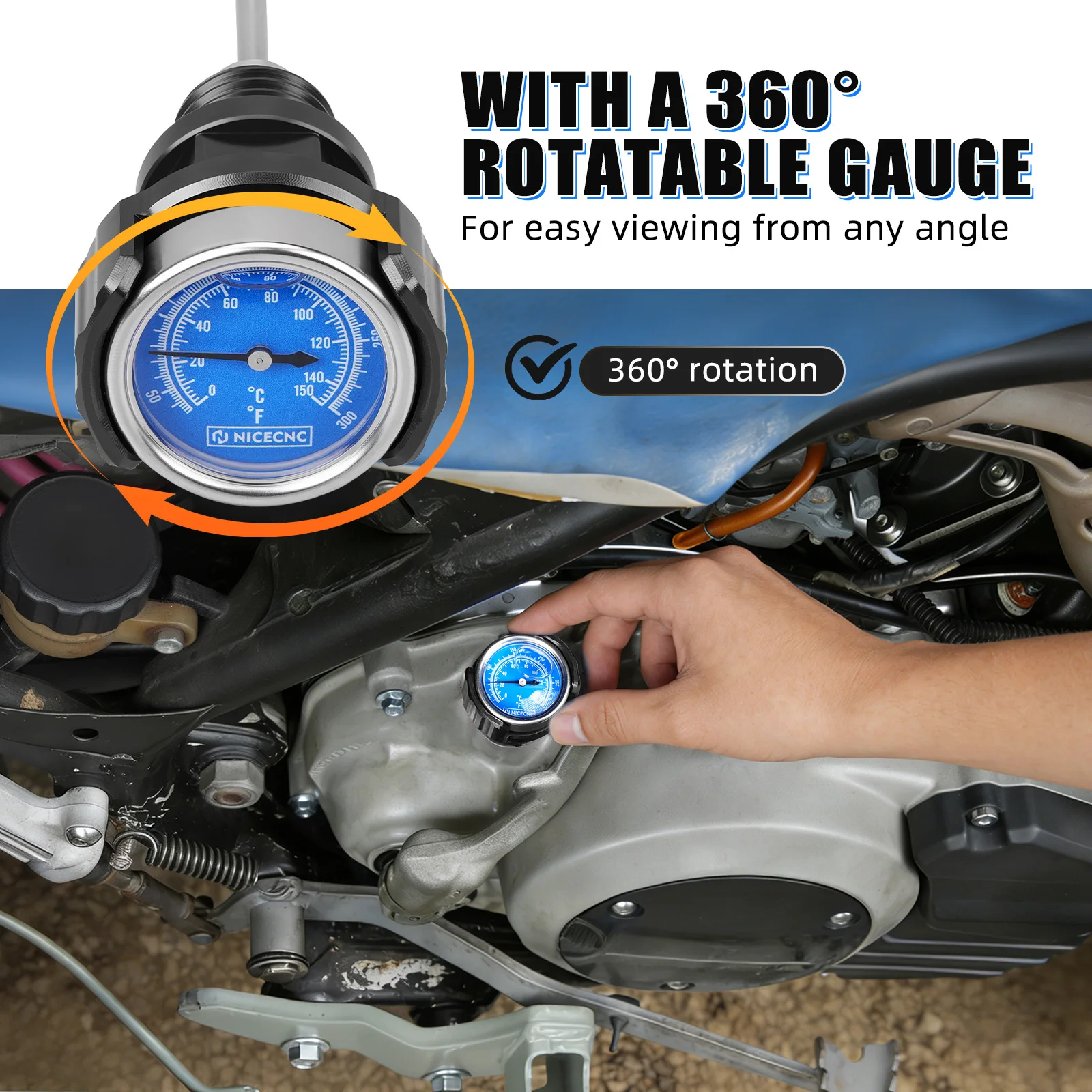NICECNC Für Yamaha Banshee 350 YFZ350 1987-2006 0–150 ° C Motoröl-Messstab mit integrierter vibrationsbeständiger Anzeige, ATV-Zubehör – Detail 5