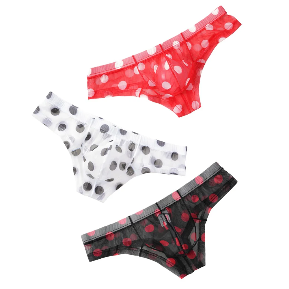 

Hot Sale Fashion Printed Mesh Underwear Briefs Shorts Low Rise Stretch Breathable Thongs T-panties Ultra-thin