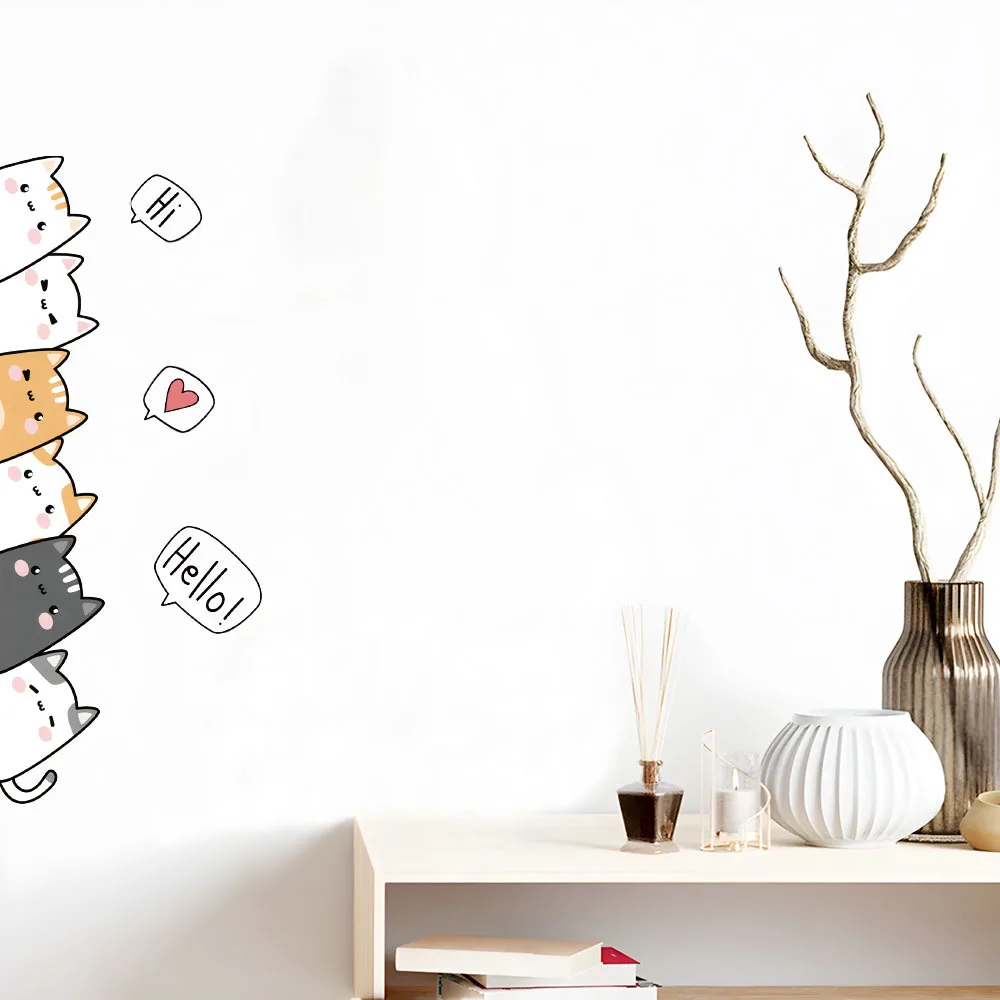 1PC Cartoon Cute Cat Stickers For Decorating Bedroom Wardrobe Doors, With Waterproof Self-adhesive Stickers