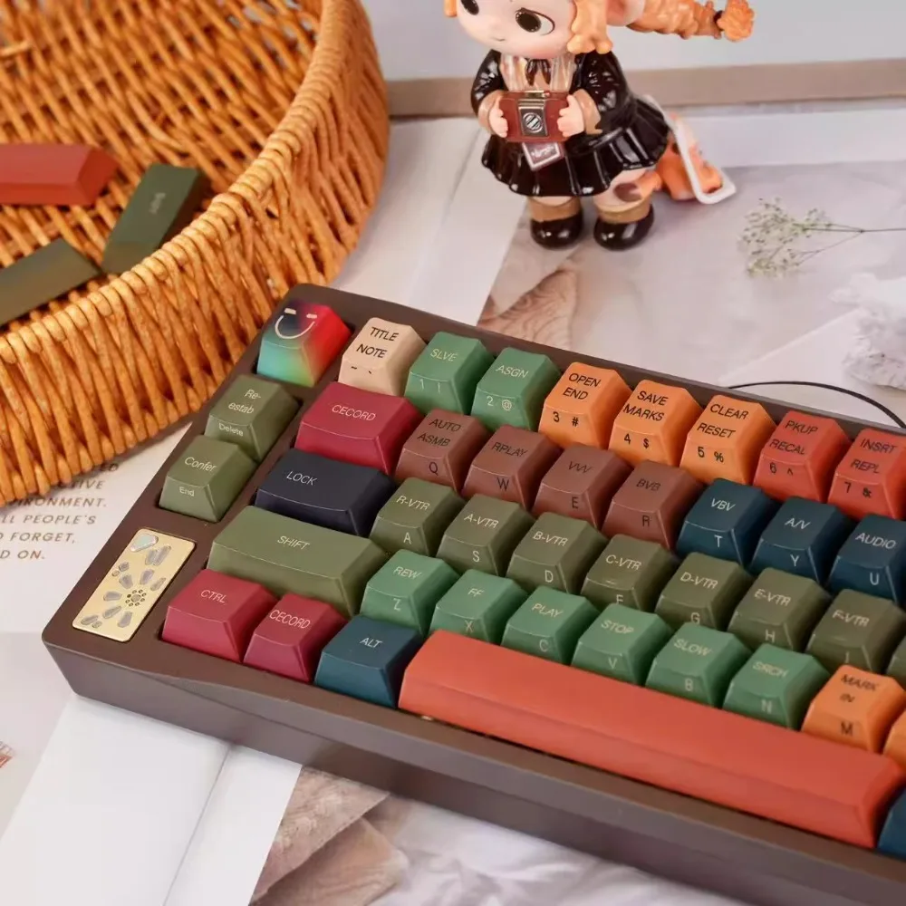 Cecord Theme Keycap Set 139key PBT Custom Retro Keyboard Cap Cherry Profile Gaming KeyCap for Mechanical Keyboard Accessories