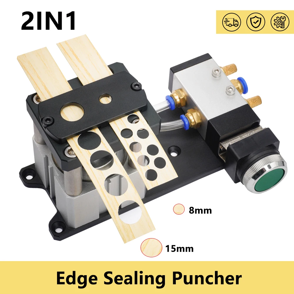 2In1 Pneumatic Edge Bander Hole Guide Machine 8/15mm Hole Punch Tool for Diy Woodworking Paper Craft Projects Leather Hole Punch