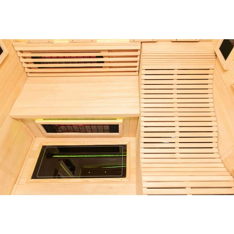 ODM OEM Modern Electric Canadian Hemlock Wood 3-4 Person Indoor Sauna Cabin Red Light Therapy Infrared Sauna 5-Year Warranty