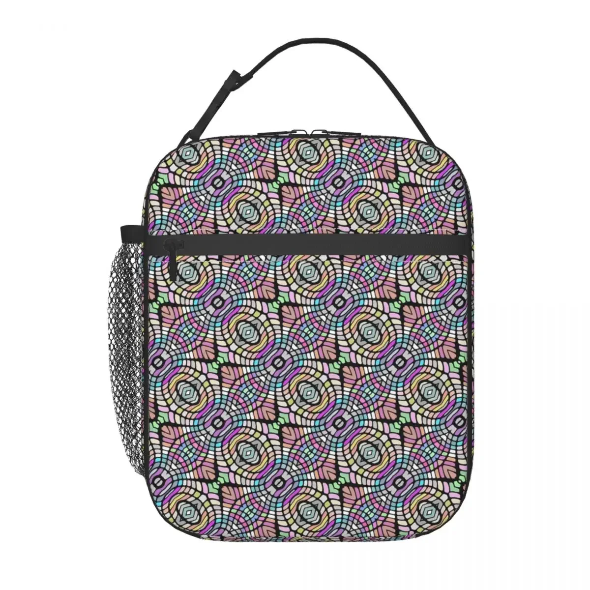 Lunch Bag Tribal Print Art Portable Zipper Lunch Box For Adult Black Oriental Picnic Cooler Bag Casual Oxford Tote Food Bags