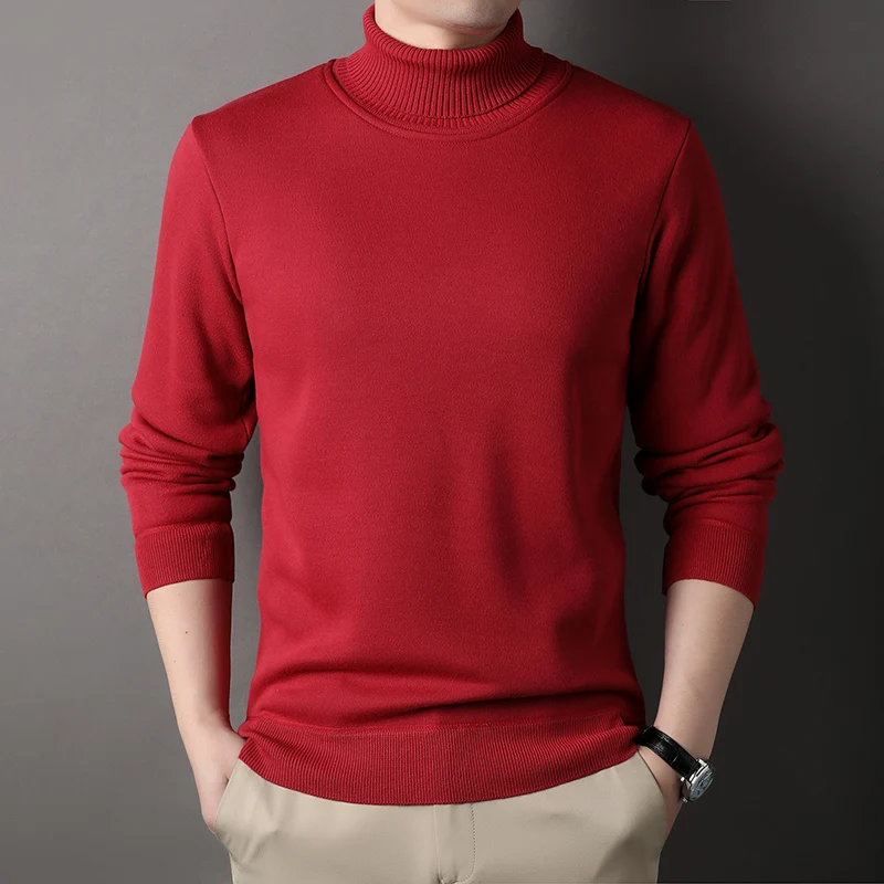 2023 Autumn Winter Men Turtleneck Fleece Sweaters Men Slim Knitted Thick Pullovers Male Casual Knitwear Warm Sweaters XXXL