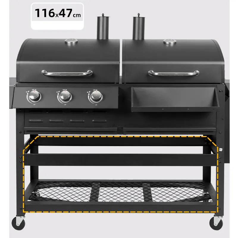Commercial Use Large BBQ Stand Electric Charcoal Grill American Charcoal & Gas Dual-purpose Barbecue Grill for Patio Villa