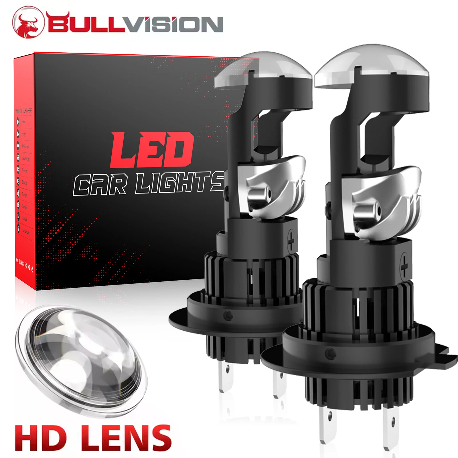 110W H7 LED Projector Lens Headlight Bulbs H8 H9 H11 9005 HB3 9006 HB4 Bi-LED Car Lights 1:1 Design 800% Brightness Headlamp 12V