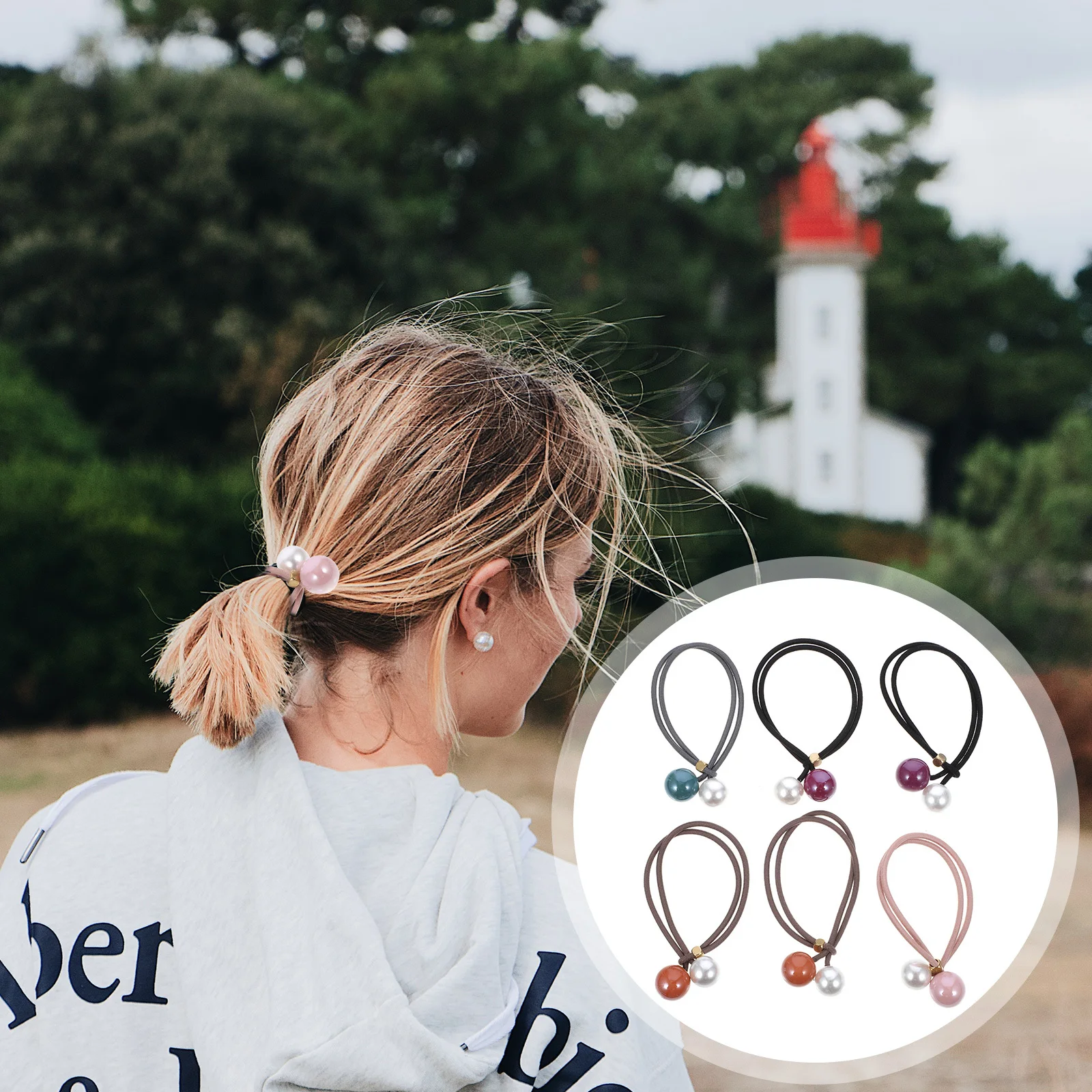 

6 Pcs Elastic Hair Band Scrunchies Small Ties for Women with Pearl Little Accessories