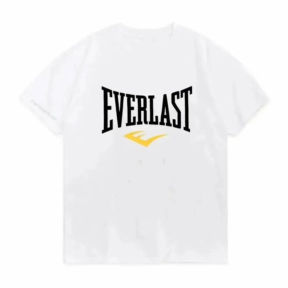 2024 Boxing EVERLAST Men Loose Casual Short Sleeves T-shirt Letter Printing T Shirt O-Neck Cotton Tee Shirt Fitness Sports Tops