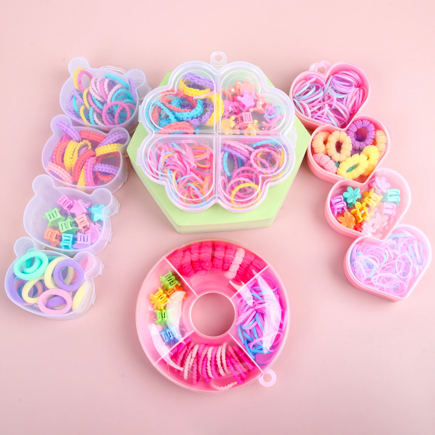 Girls Hair Accessories Set Elastic Hair Ties Colorful Baby Elastic Hair Bands Hair Clips Headwear Set for Baby Girls Children