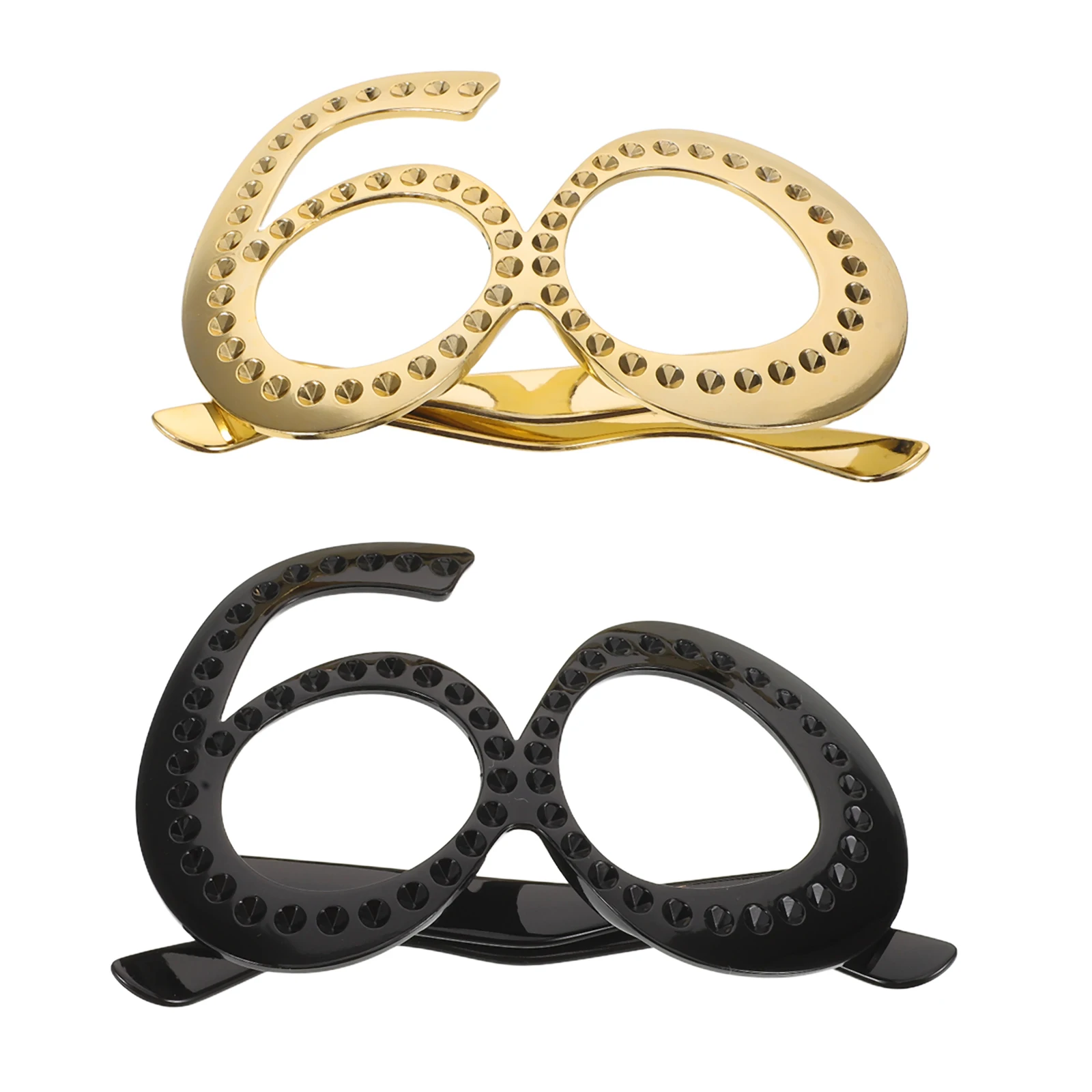 

2 Pcs Birthday Party Glasses Abs 60th Eyewear Decoration Supplies Eyeglasses Celebration