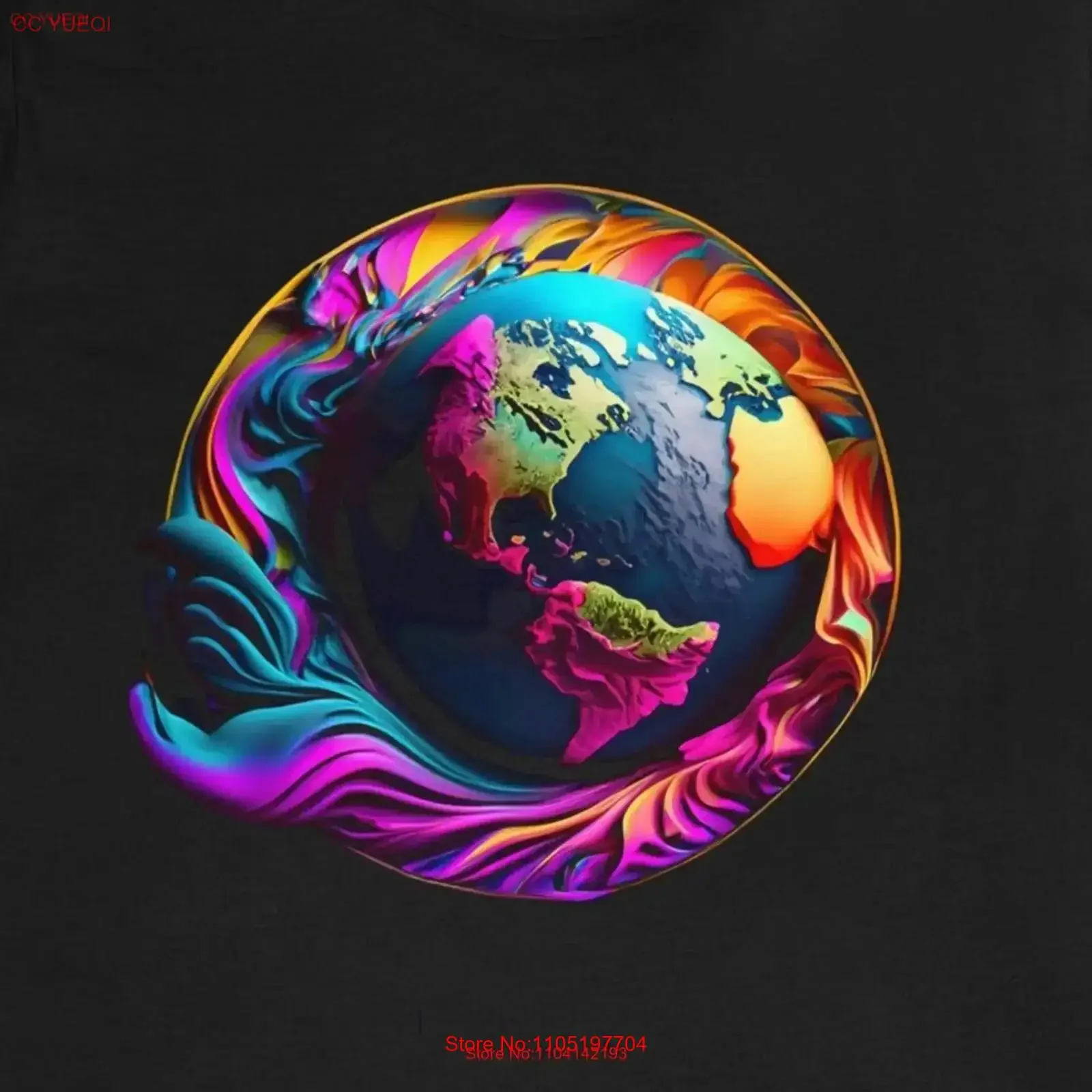 Planet Earth Globe Psychedelic Bella Canvas Jersey T Shirt vintage Washed Versatile Comfortable designer clothes graphic