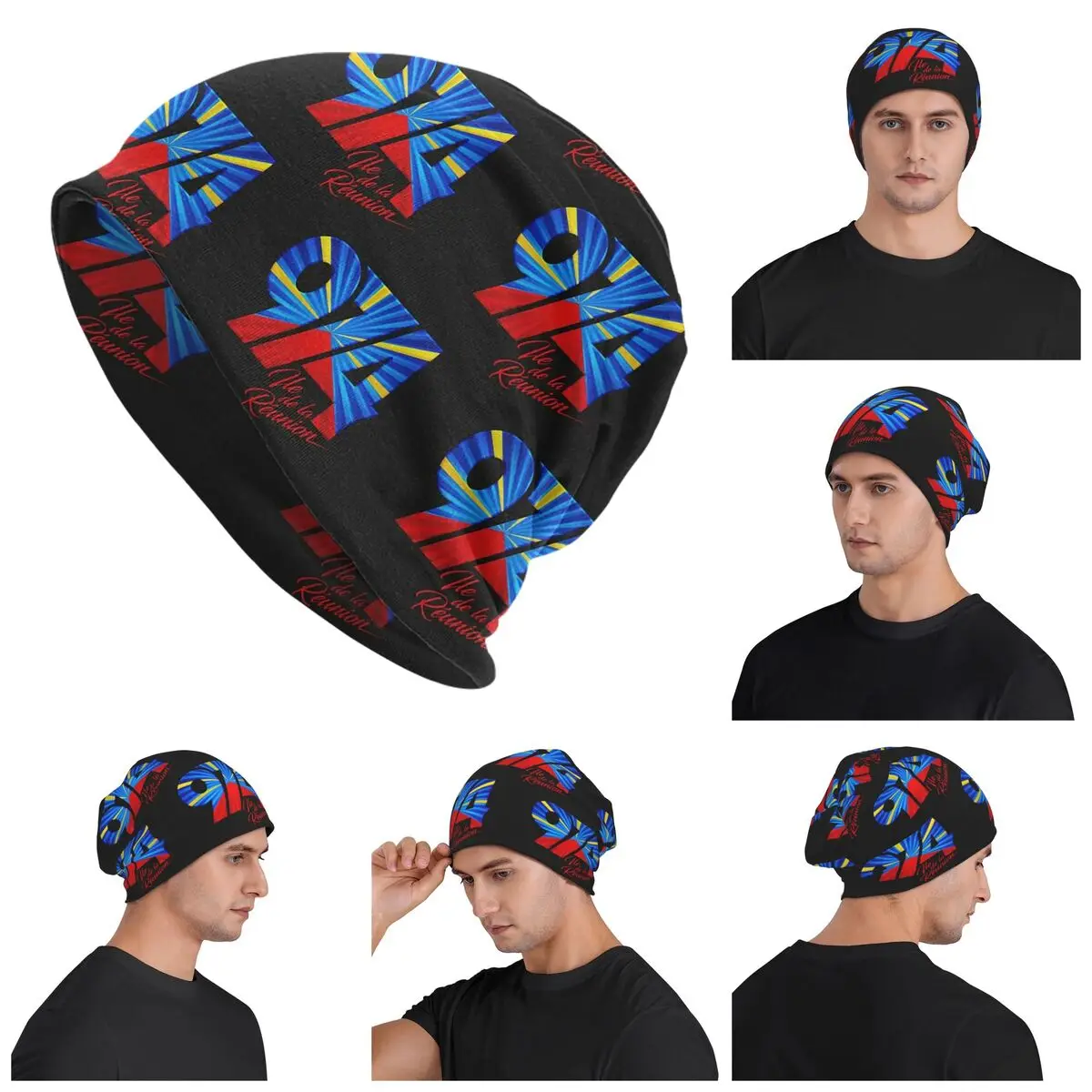 974 Reunion Island Flag Skullies Beanies Hats Warm Autumn Winter Outdoor Cap Knitted Bonnet Caps for Men Women Adult