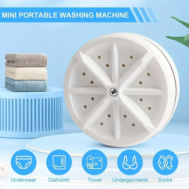 Mini Washing Machine USB Ultrasonic Rotating Turbine Washing Machine For Socks Underwear Wash Dishes Travel Home RV Apartment