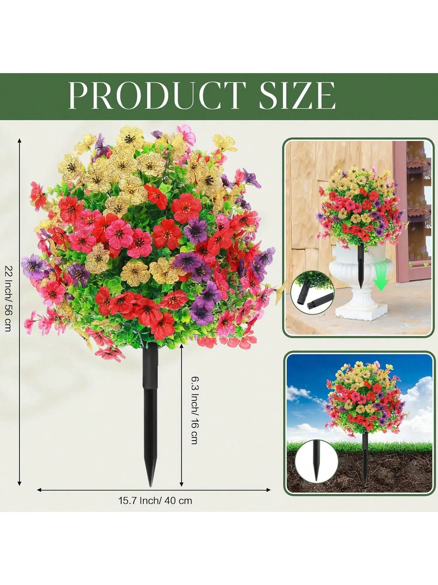 Künstliche Blumen Bunte Kugeln Bodensteckpflanzen Seidenpflanzen Hochzeitsbogen Kranz Heimdekoration Außenbereich Haus Hübsche Ornamente – Detail 7