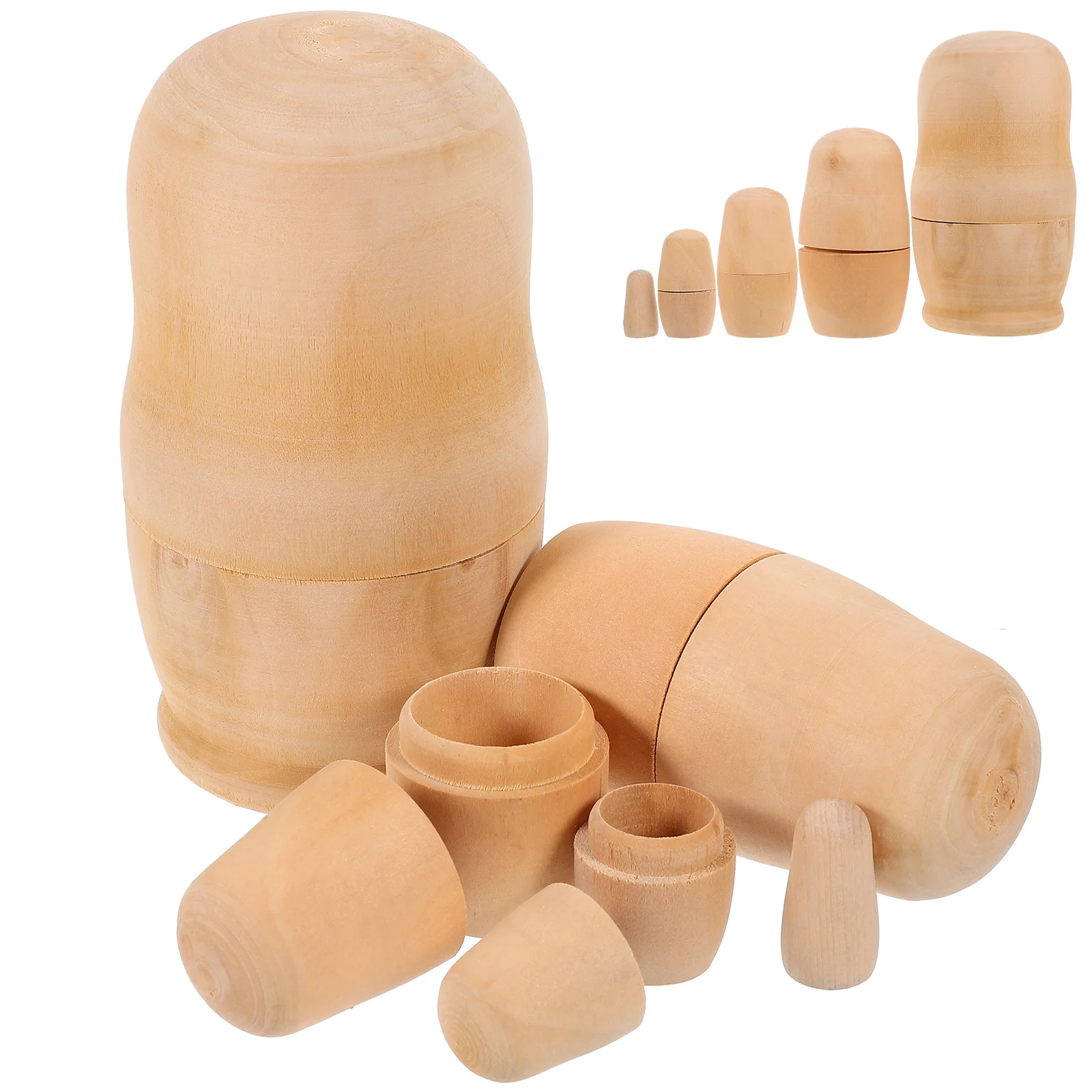 2 Sets Matryoshka Child Kids Toys Mermaid Nesting Wooden Babushka DIY Dolls