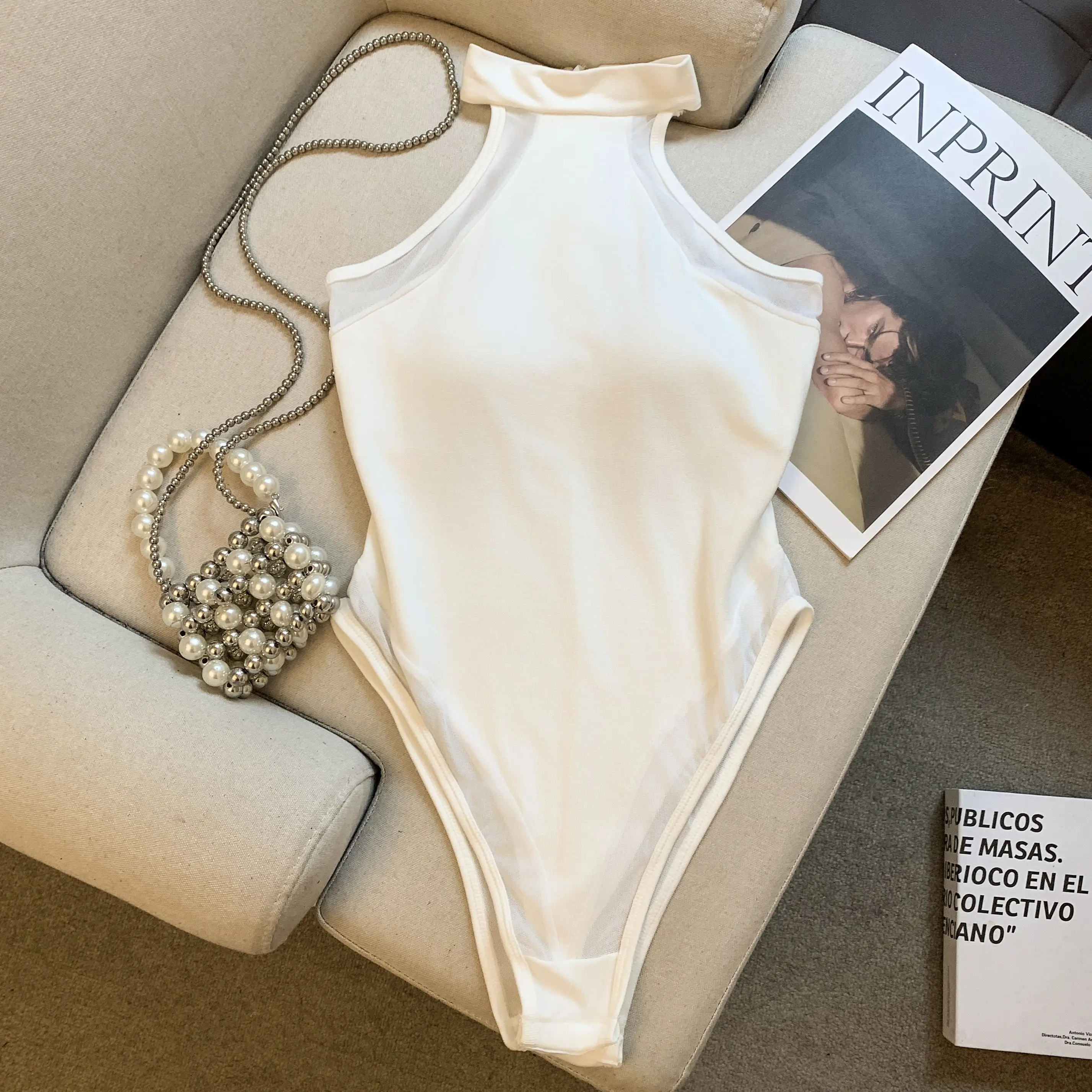 

Slim Fit Korean Sle Svel Ne Hanging One-Piece Vest Women's Base irt Spring Outerwear Strapl Bodysuit