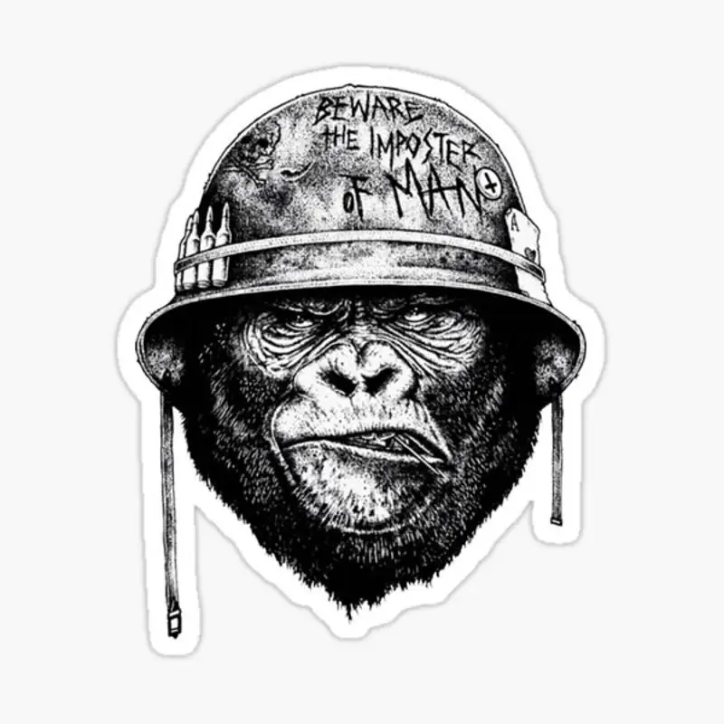 Cool Monkey Helmet Sticker for Laptop Decor Bedroom Car Cute Cartoon Art Fashionable Public Suitcase