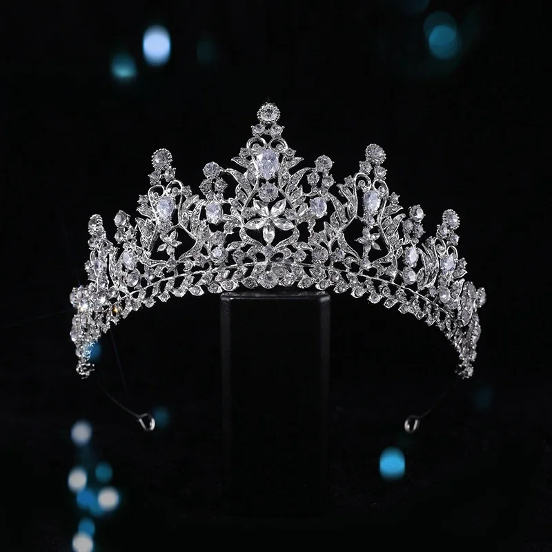 

Элегантная корона с цветочными стразами для женщин и девушек, геометрическая, ажурная, головной убор для вечеринок, подарок на день рождения, аксессуар для свадебных торжеств B