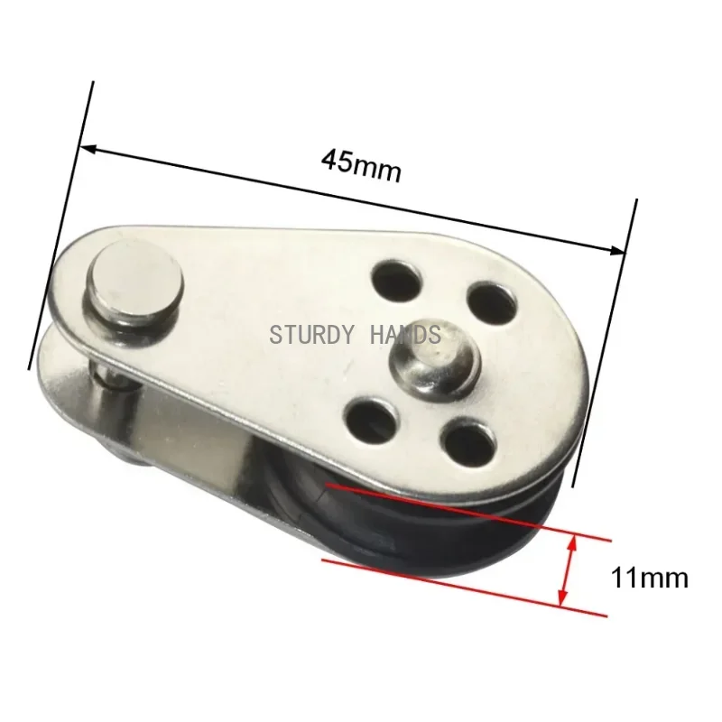 5PCS 45mm stainless steel pulley system suspension wire traction wheel steel wire cable pulley suitable for 2mm to 8mm ropes