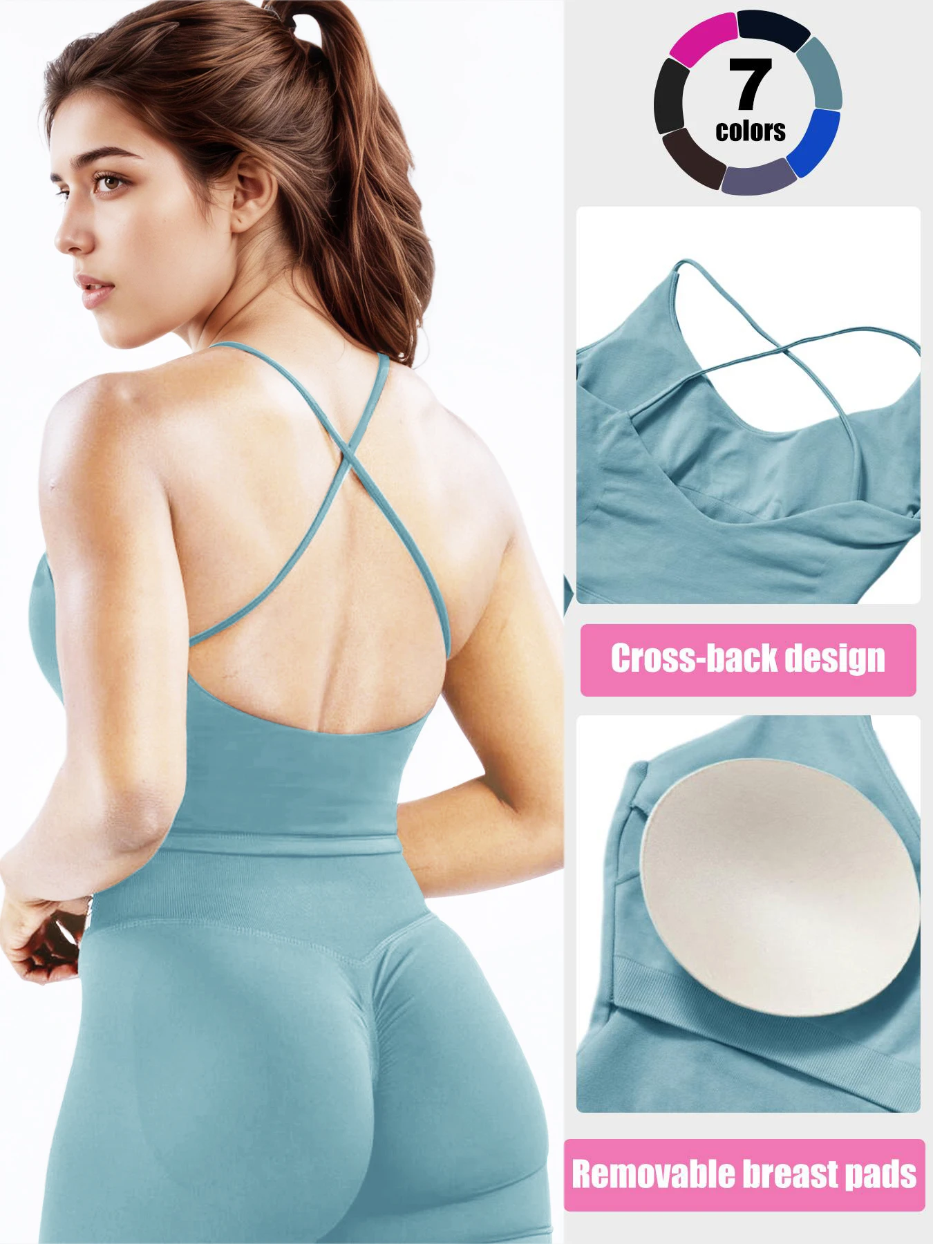 

Cross Criss Tank Top for Women, Women's Workout Sports Bras Fitness Impact Bra Yoga Crop Tank Top Built-in Pad