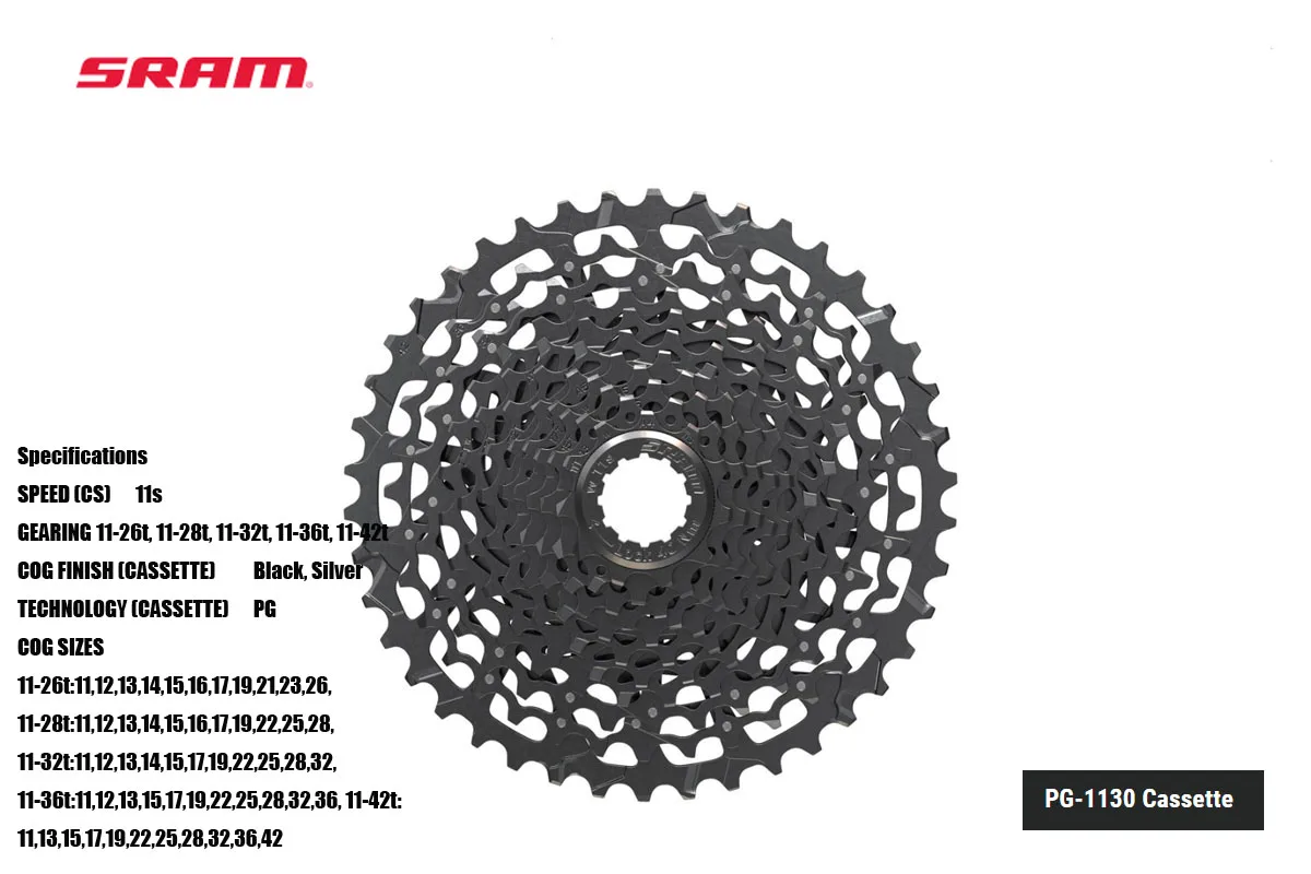 SRAM NX PG-1130 CASSETTE CS-PG-1130-A1 Compatible with all SRAM 11-speed chains Compatible with all SRAM 11-speed chains