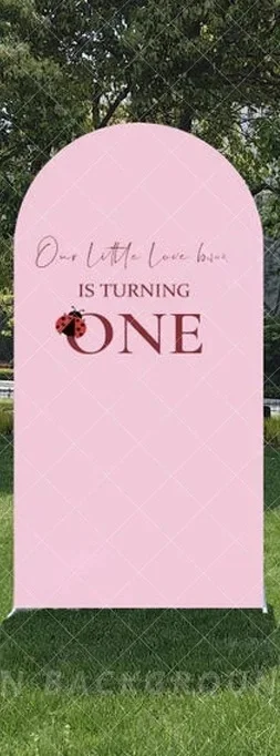 Custom Pink Ladybug Arch Backdrop Cover First Birthday Party Decoration Baby Shower Floral Photo Background