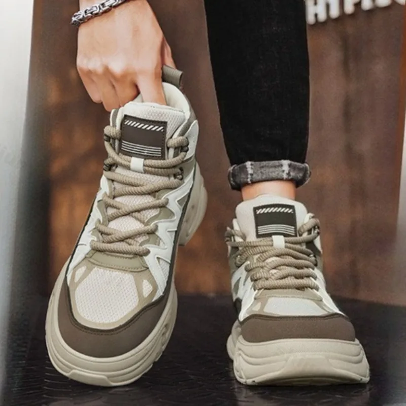 2025 Autumn New High Top Fashion Versatile Thick Soled Casual Shoes for Man Mesh Breathable Comfortable Niche Chunky Short Boots - view 4